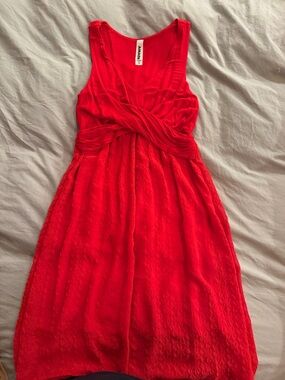 AMANO Red Twist-Front Sleeveless Dress